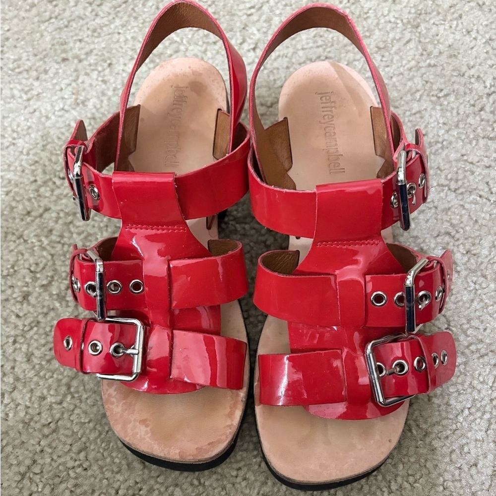 Jeffrey Campbell Red Riveter Lugged Buckle Sandal 6 - Picture 3 of 11